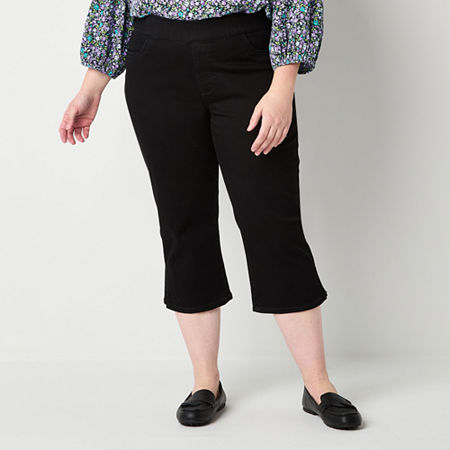 St. John's Bay Plus Womens High Rise Straight Fit Cropped Pant, 16w, Black
