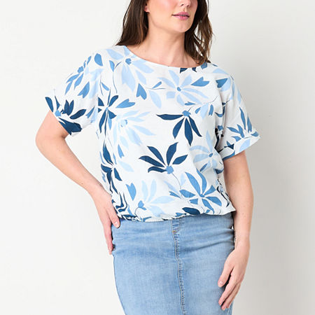 Liz Claiborne Womens Short Sleeve Blouse, Small, Blue