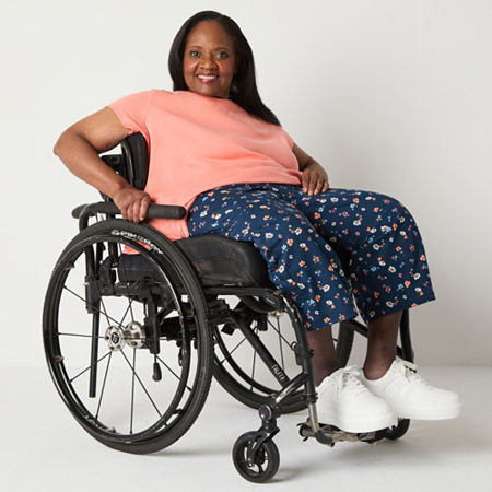 St. John's Bay Womens Mid Rise Adaptive Plus Seated Wear Capri Pant, 20w, Blue