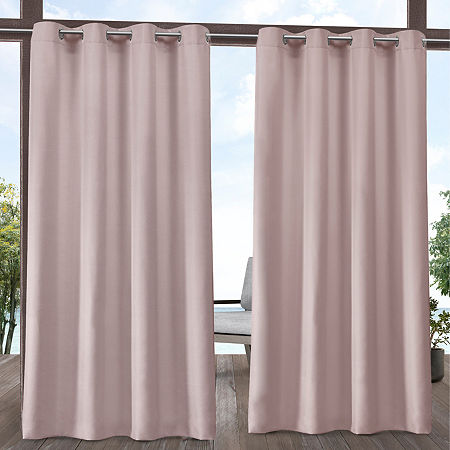 Exclusive Home Curtains Solid Grommet Top Light-Filtering Set of 2 Outdoor Curtain Panels, One Size, Pink