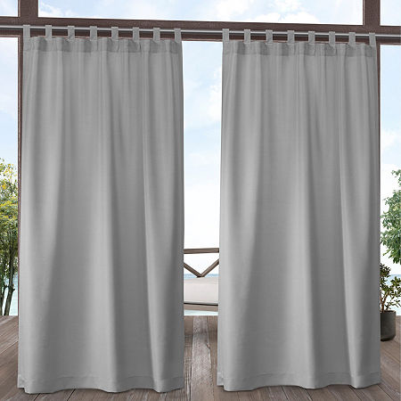 Exclusive Home Curtains Solid Tab Top Light-Filtering Set of 2 Outdoor Curtain Panels, One Size, Gray