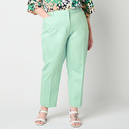 Liz Claiborne-Plus Emma Womens Mid Rise Slim Fit Ankle Pant, 18w, Green