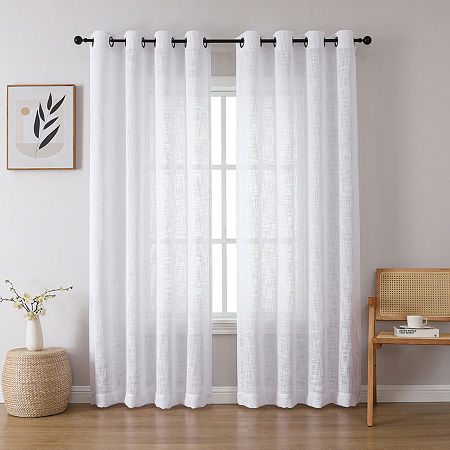 Regal Home Ashford Grommet Top Sheer Single Curtain Panels, One Size, White
