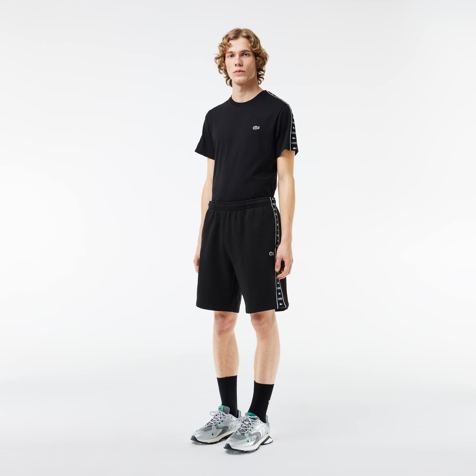 Lacoste Men's Regular Fit Logo Stripe Fleece Shorts - XL - 6
