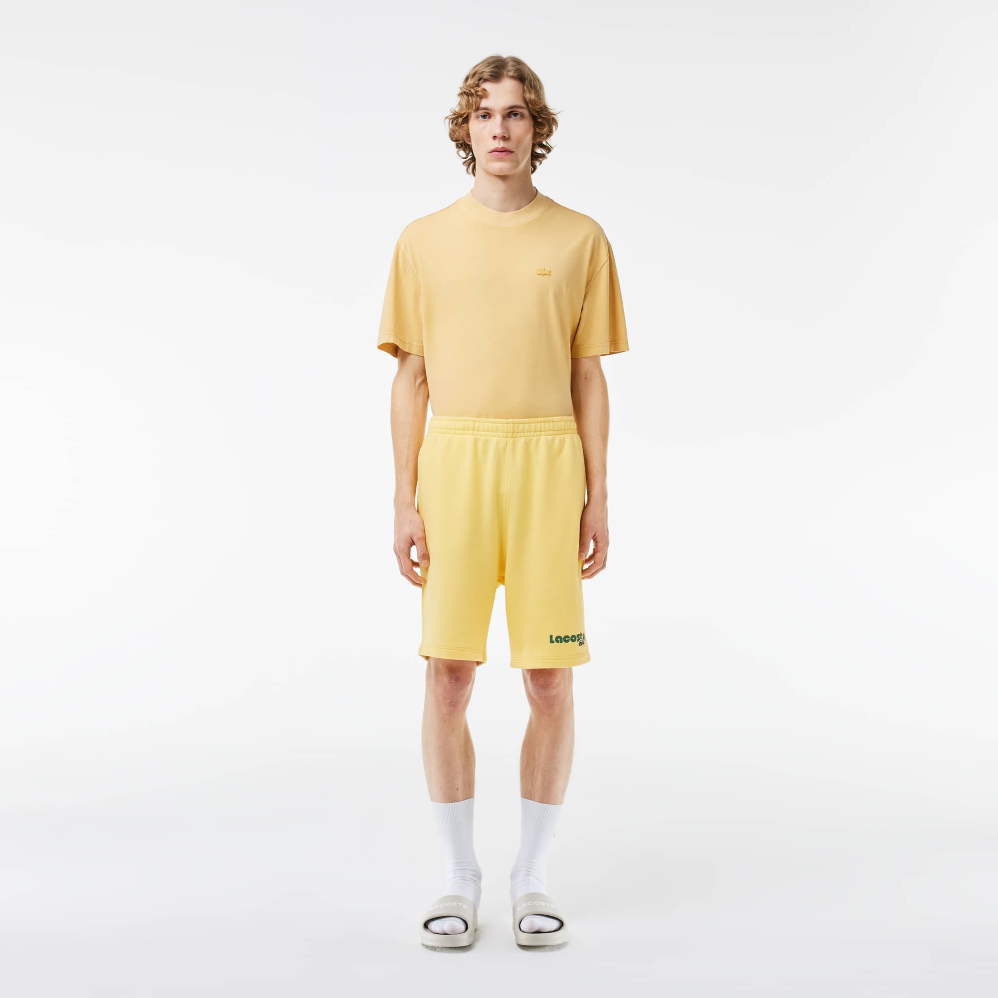 Lacoste Men's Regular Fit Washed Effect Printed Fleece Shorts  - M - 4