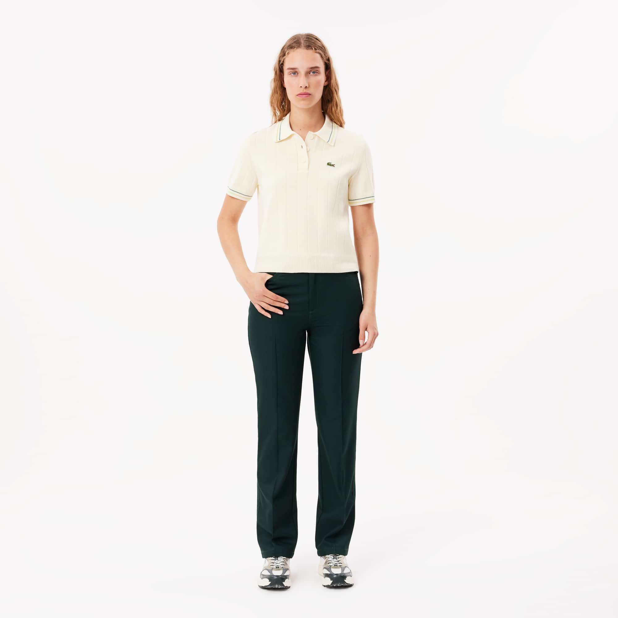 Lacoste Women's Straight Fit Topstitch Detail Pants - 40