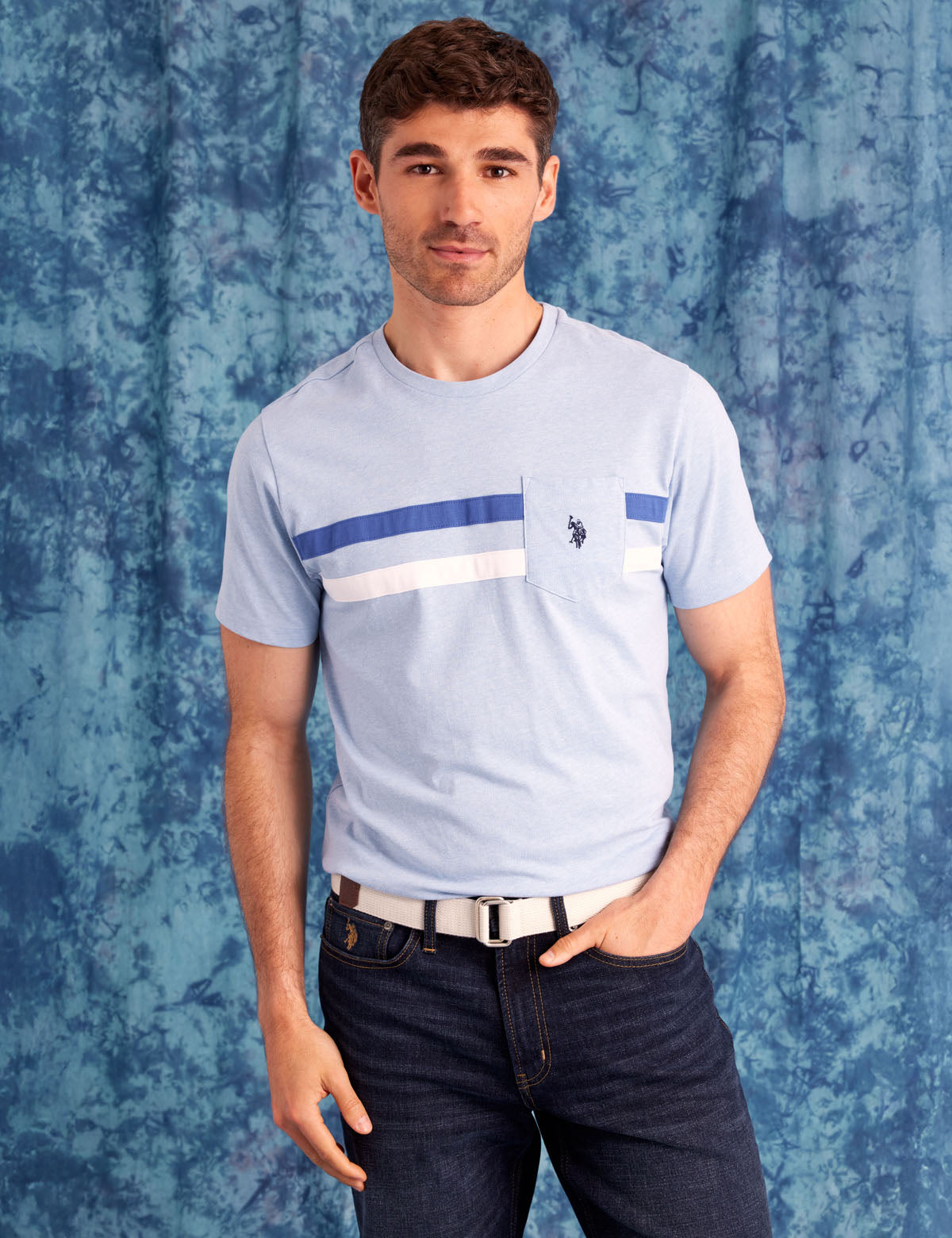U.S. Polo Assn. - Mens Dual Stripe Jersey T-Shirt With Chest Pocket - Size XX