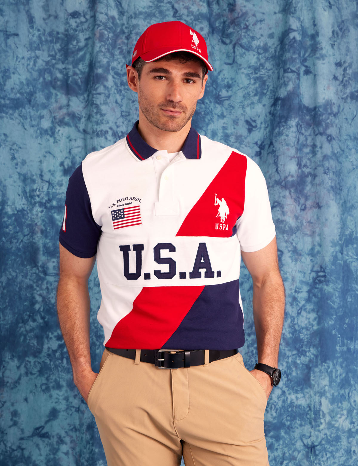 U.S. Polo Assn. - Mens Usa Sash Color Block Pique Polo Shirt - Size S
