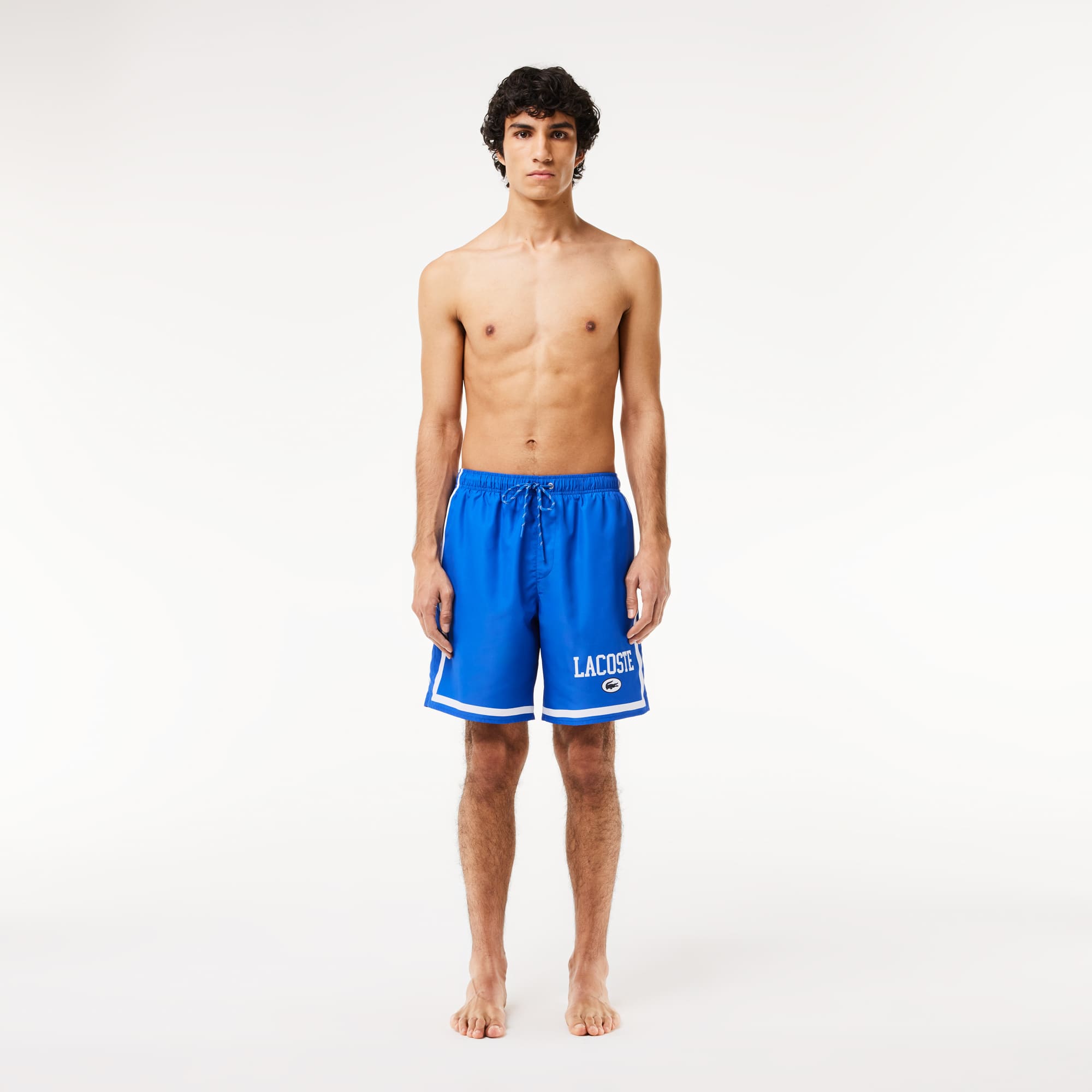 Lacoste Men's Long Print Swim Trunks