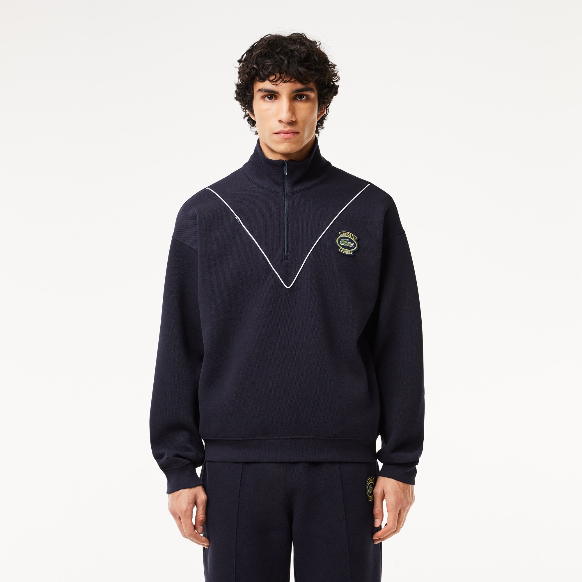 Lacoste Men's Loose Fit Zip Neck PiquŽ Sweatshirt - XL - 6