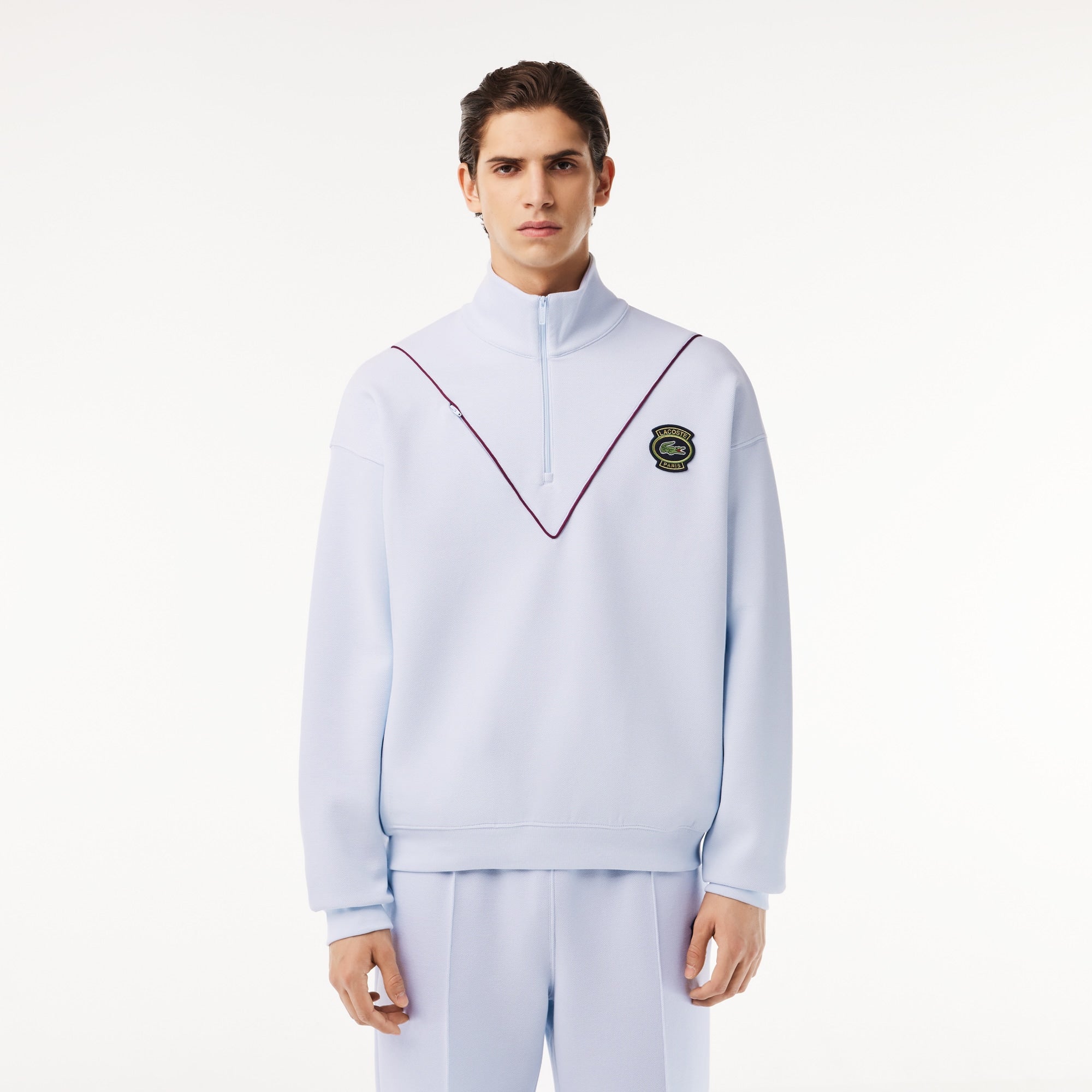Lacoste Men's Loose Fit Zip Neck PiquŽ Sweatshirt - L - 5