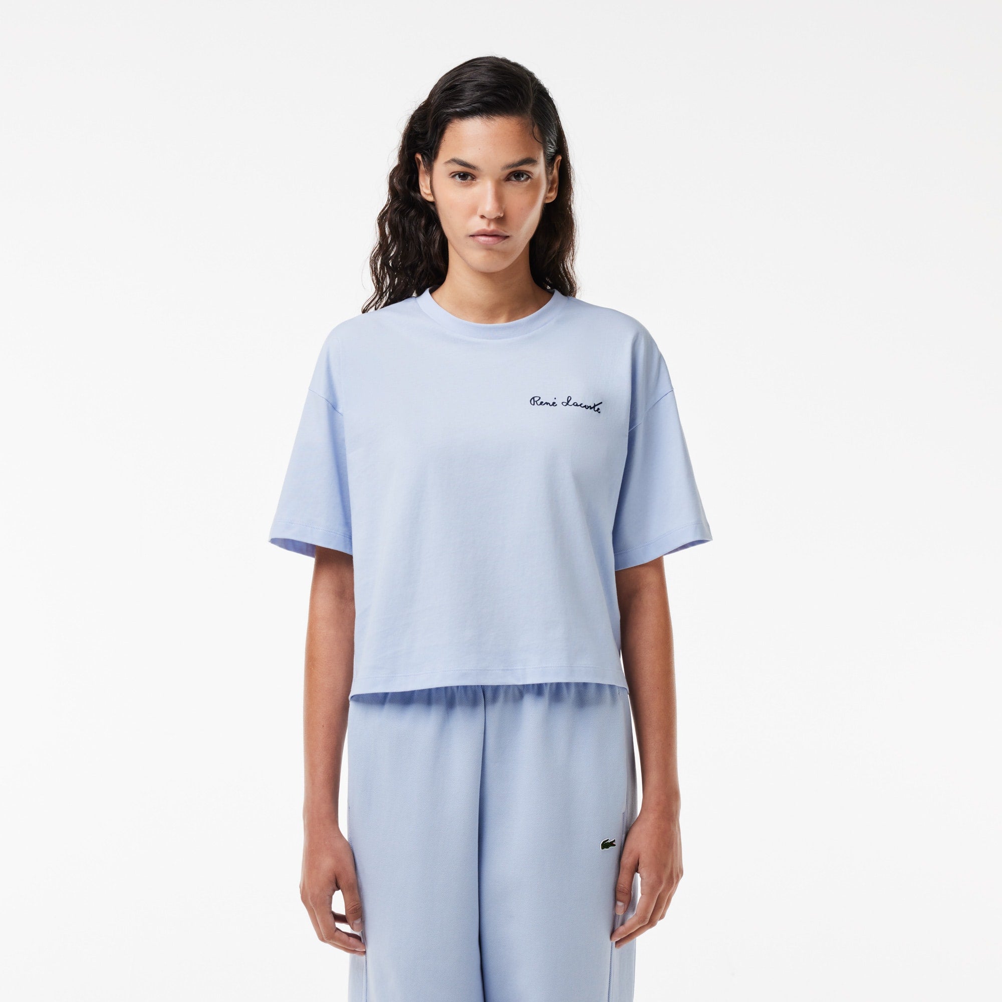 Lacoste Women's Relaxed Fit Branded Cotton T-Shirt - 38