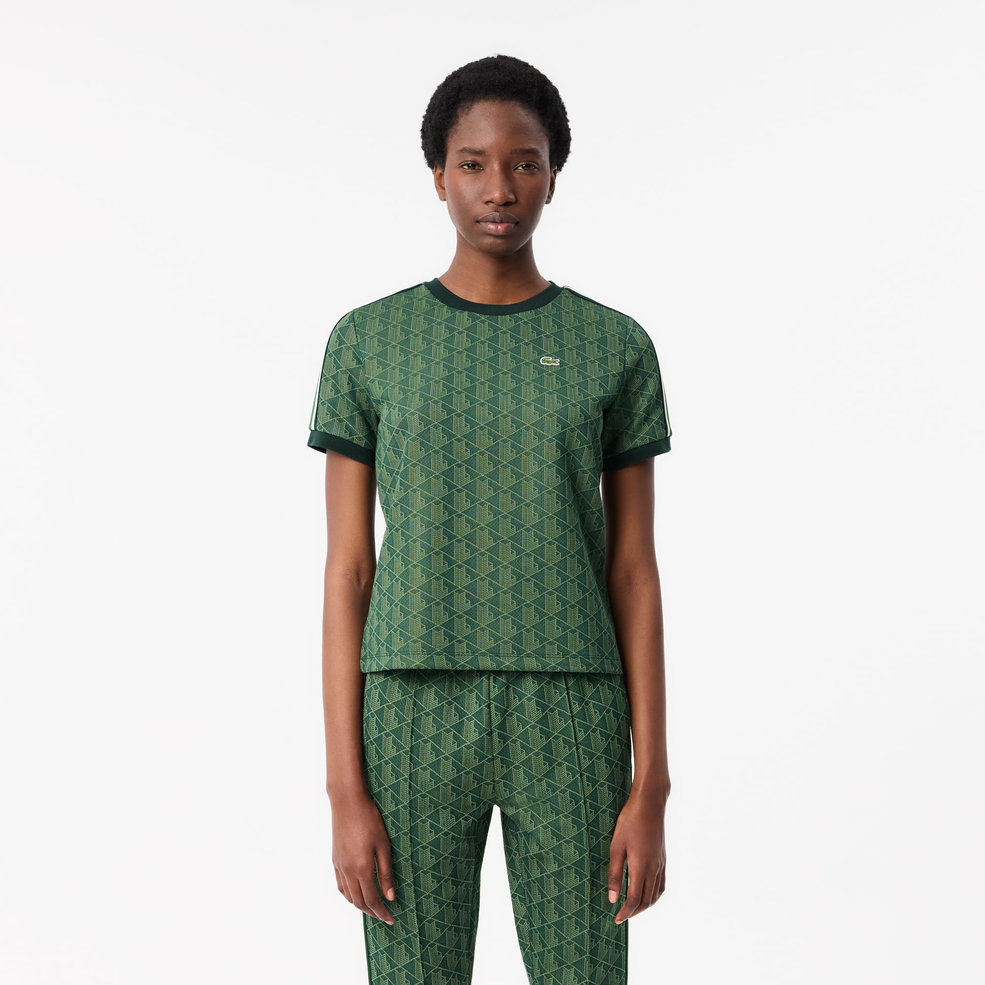 Lacoste Women's Slim Fit Monogram T-Shirt - 32