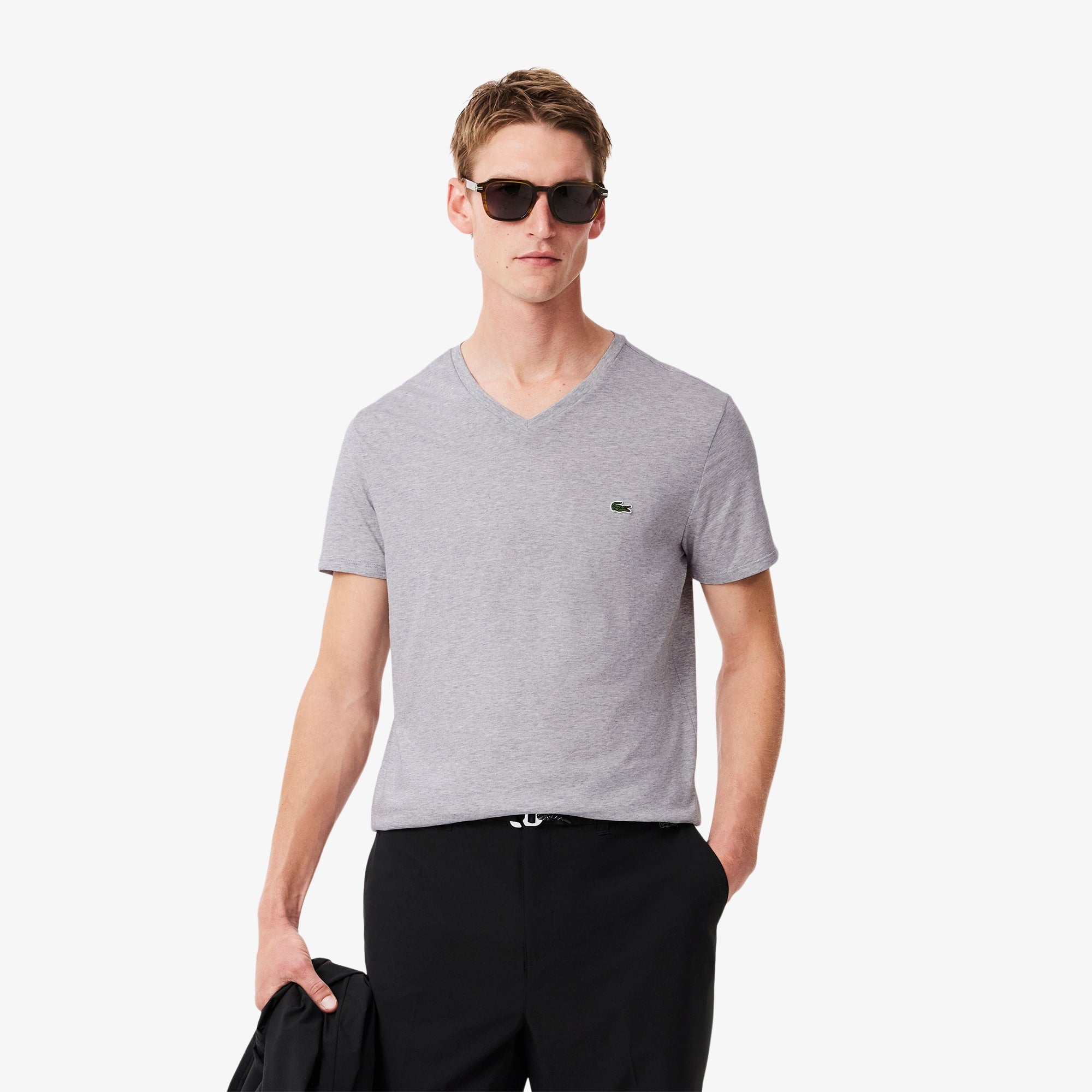 Lacoste Men's Lightweight Pima Cotton V-Neck T-Shirt - XXL - 7
