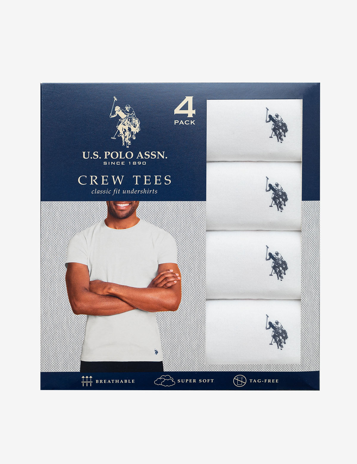 U.S. Polo Assn. - Mens 4 Pack Crew Neck T-Shirts - Size M