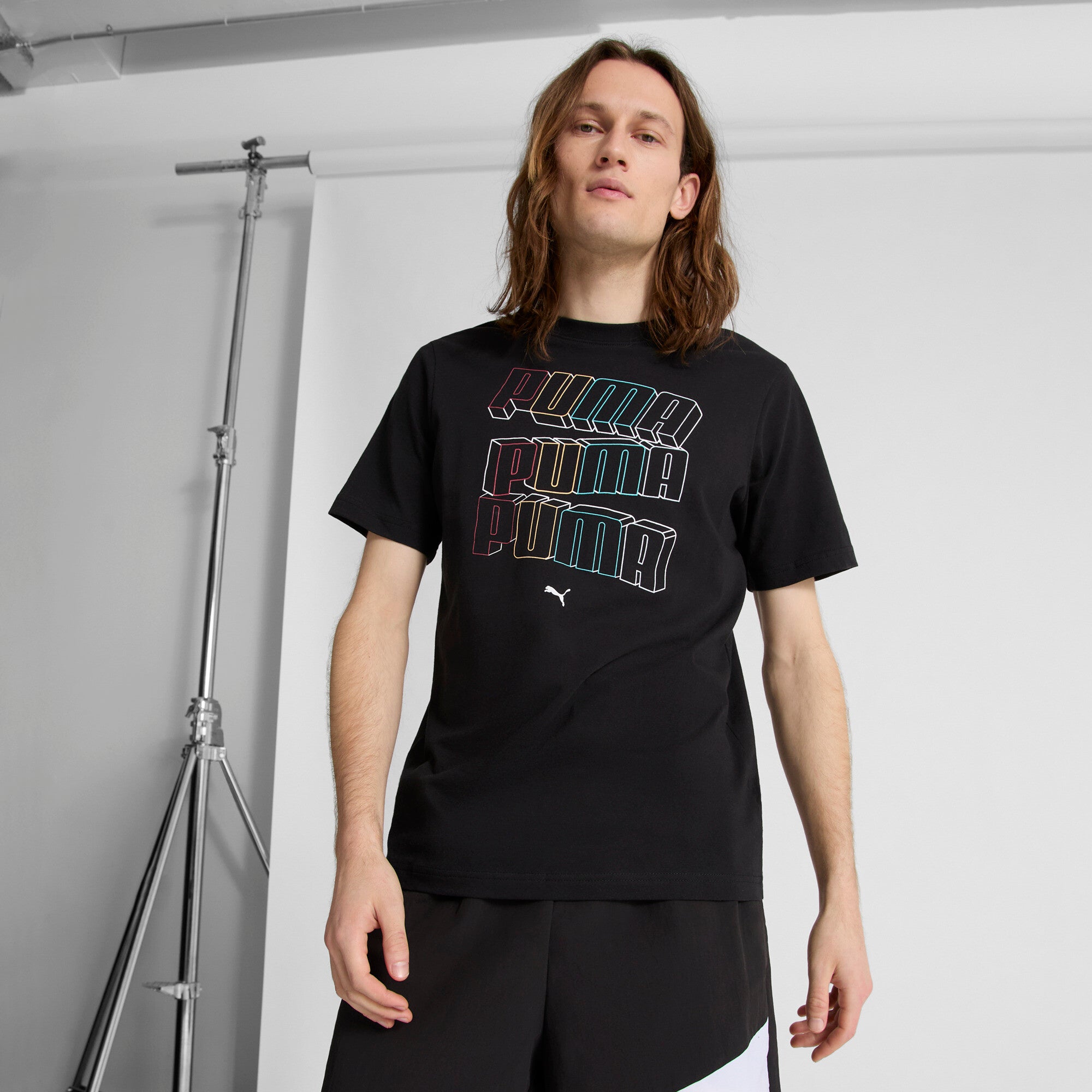 PUMA ESS Stacked Logo Men's T-Shirt in Black, Size XXL
