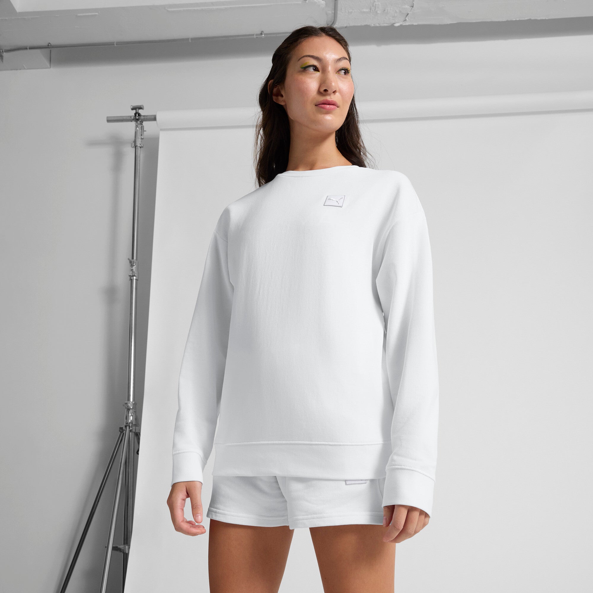 PUMA Essentials Elevated Women's Comfort Crew Sweatshirt in White, Size L