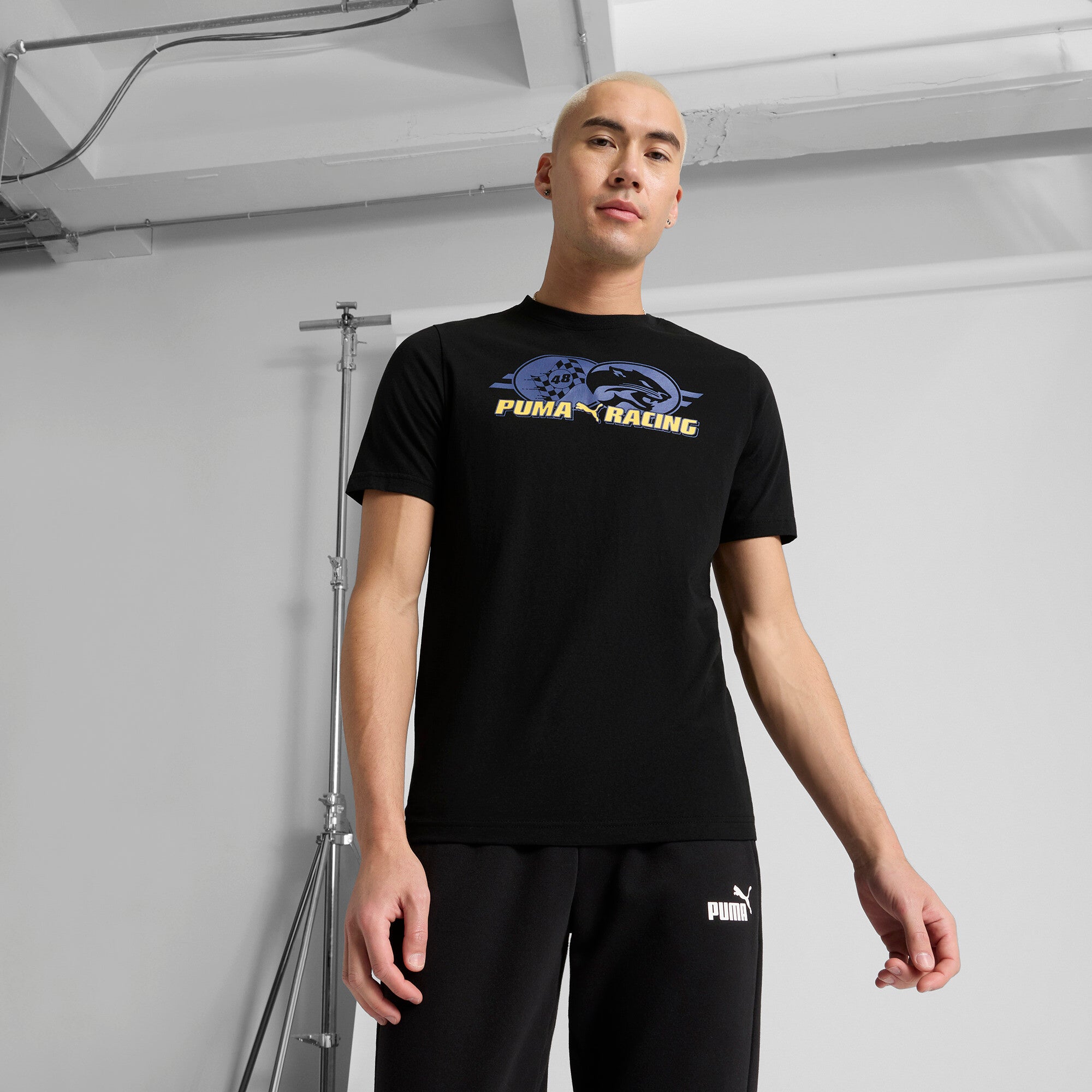 PUMA GRAPHICS Racing Men's T-Shirt in Black, Size L