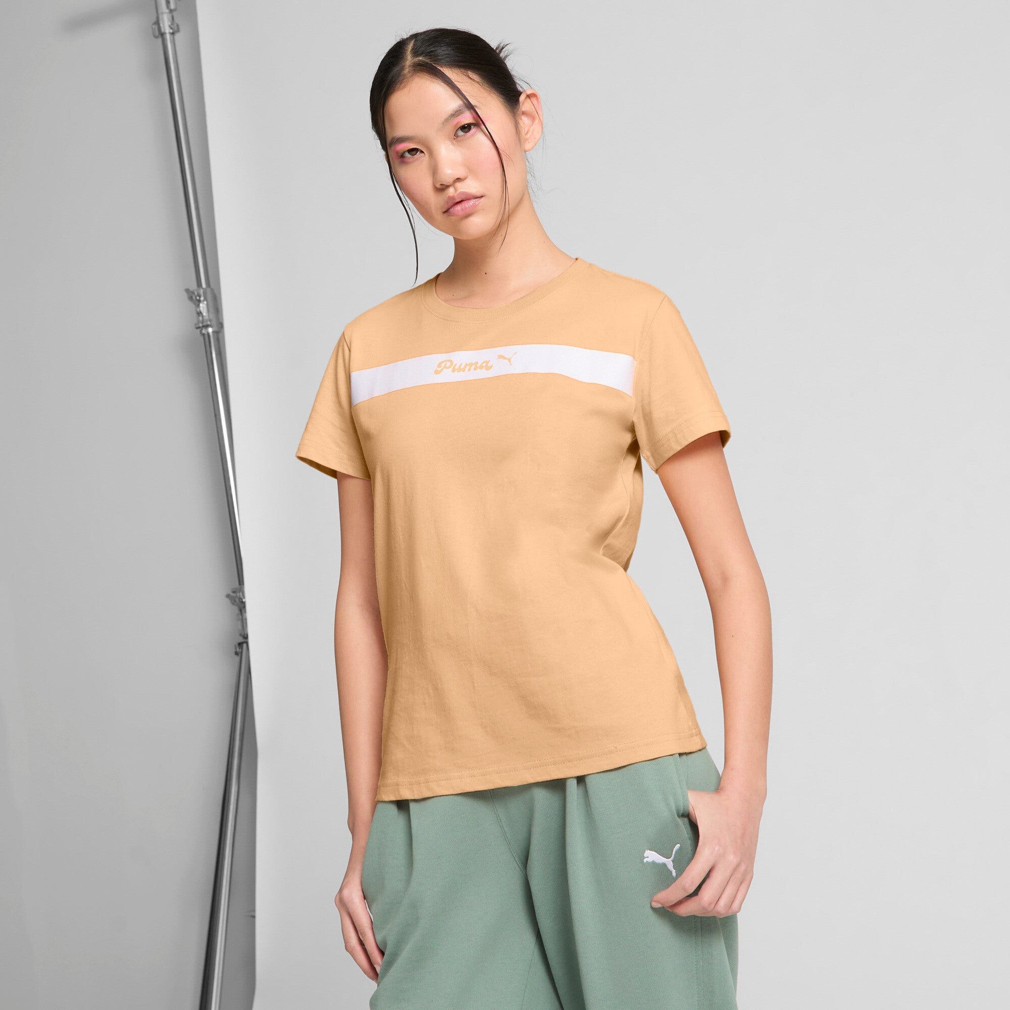PUMA Upfront Line Women's T-Shirt in Orange, Size M