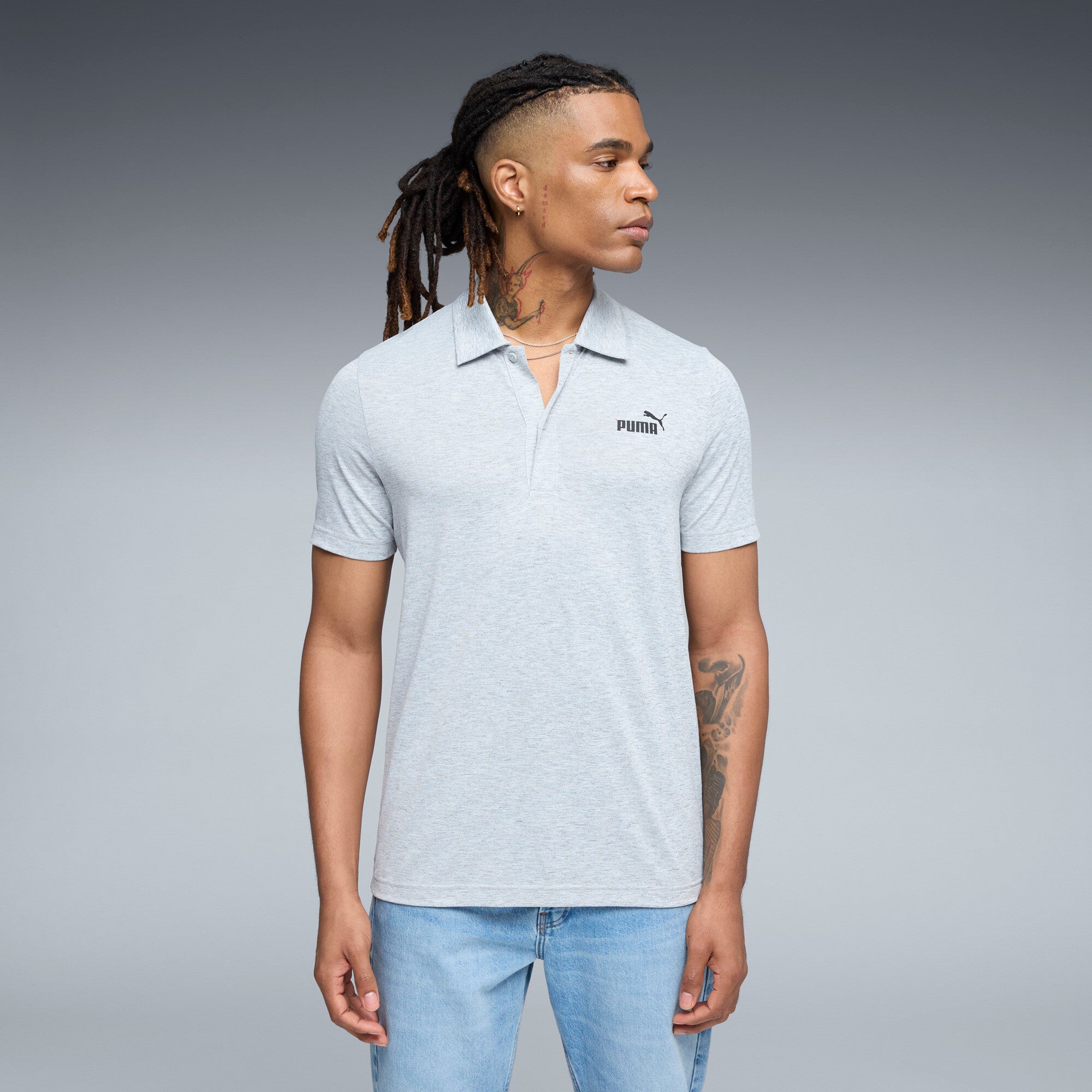 PUMA Essentials All In Men's Polo Shirt in Grey, Size S