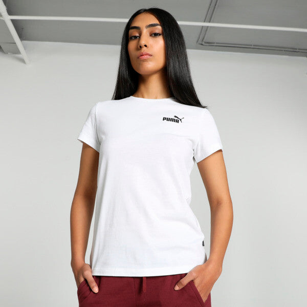 PUMA Essentials Small Logo Women's T-Shirt in White, Size XS