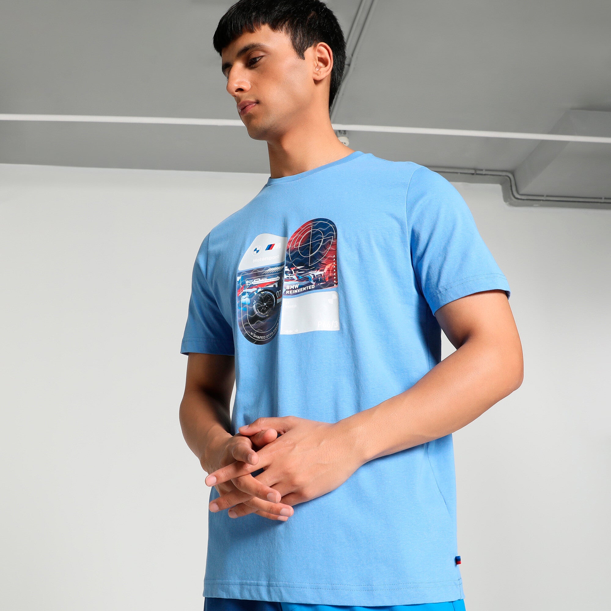PUMA BMW M Motorsport Print Men's T-Shirt in Blue, Size XS