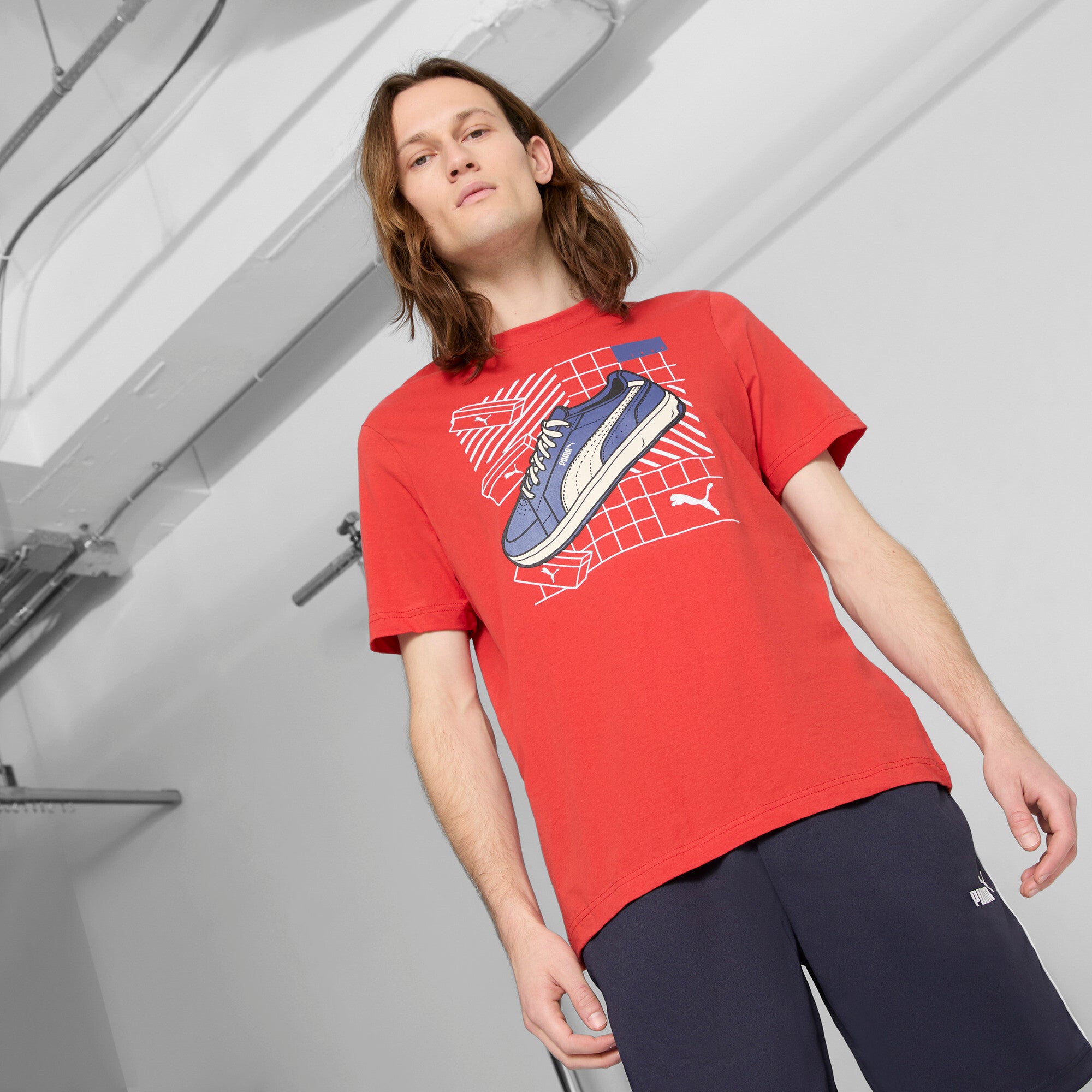PUMA GRAPHICS Sneakers Men's T-Shirt in Red, Size XS