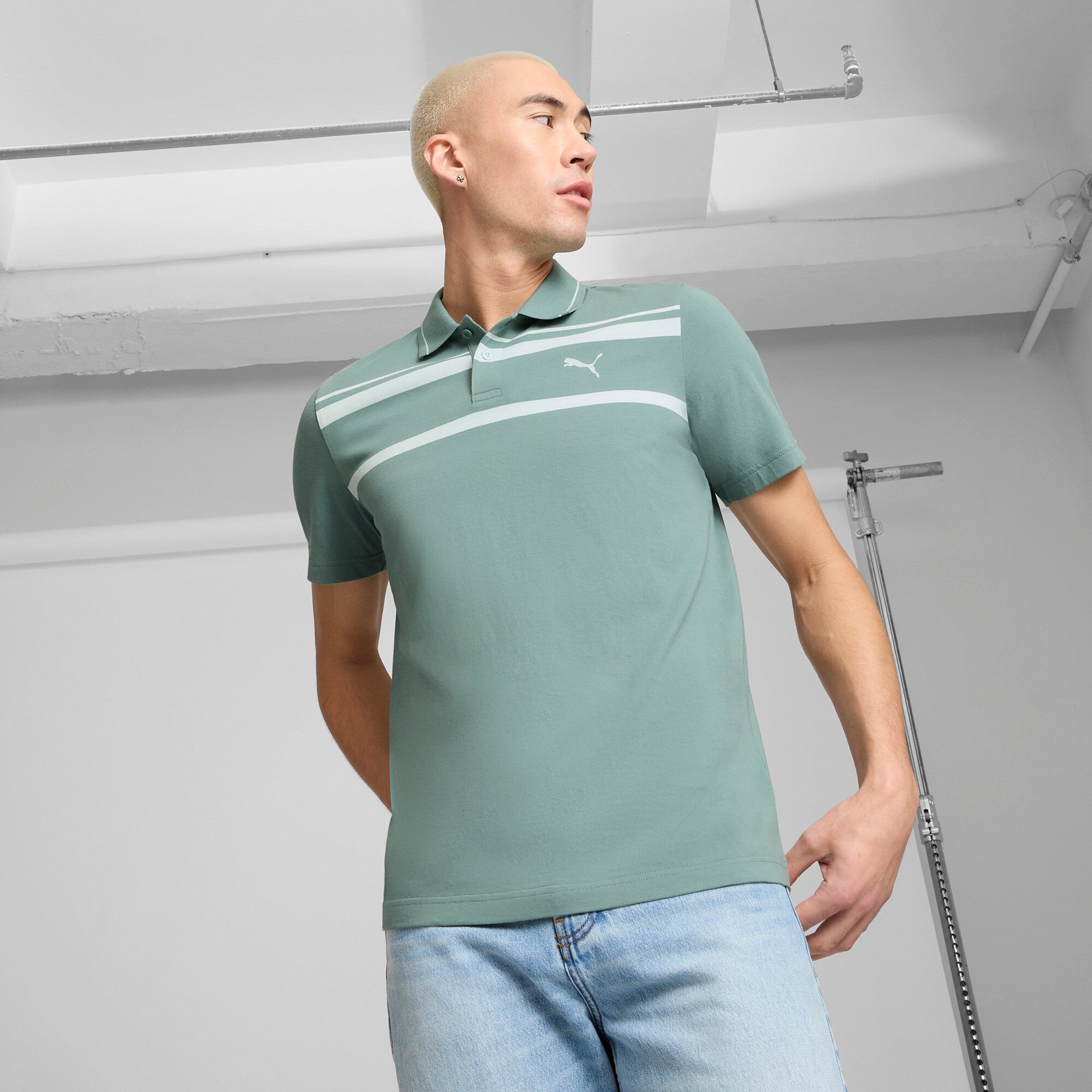 PUMA ESS ELEVATED Men's Polo Shirt in Green, Size XL