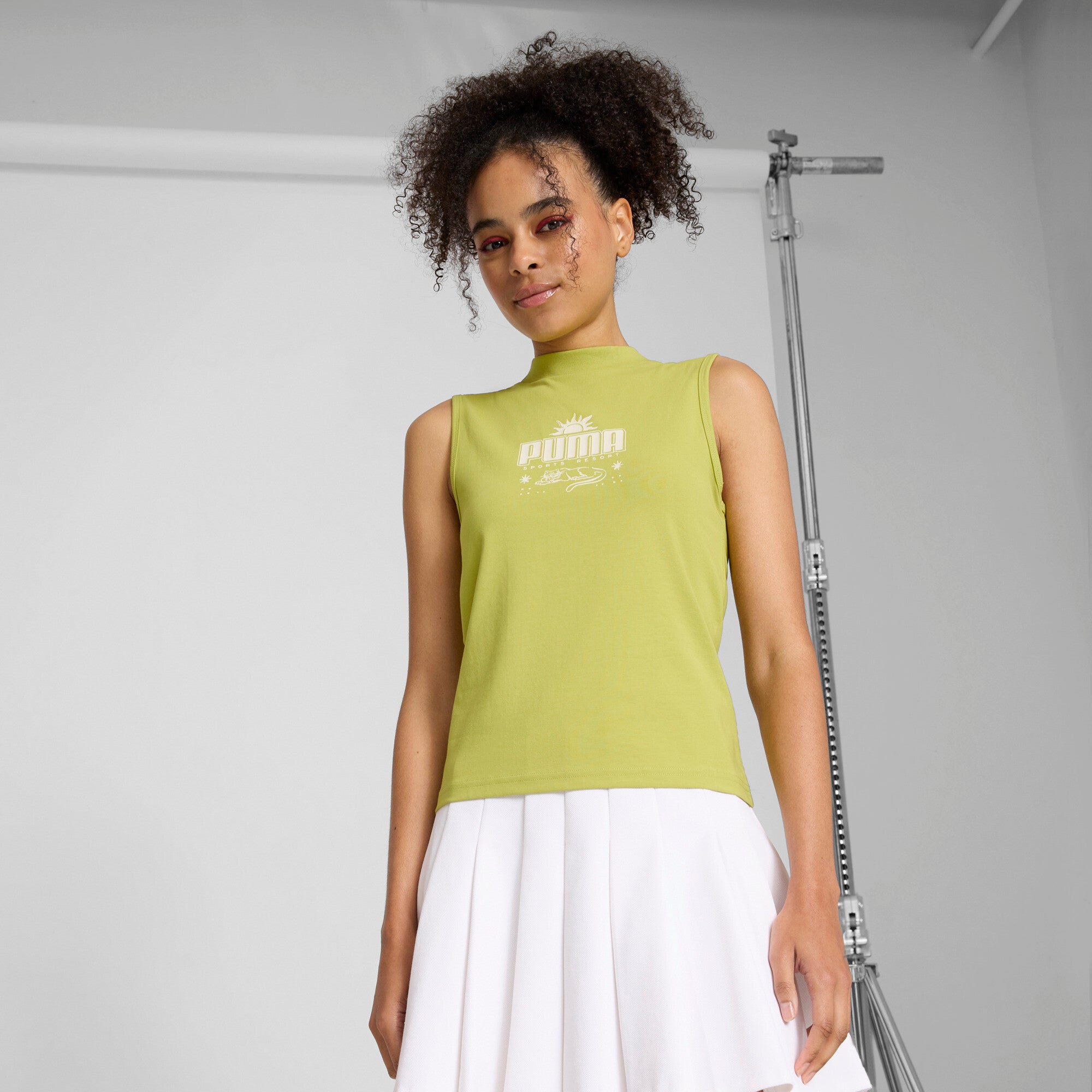 PUMA PALM RESORT Women's Slim Tank Top in Green, Size XS