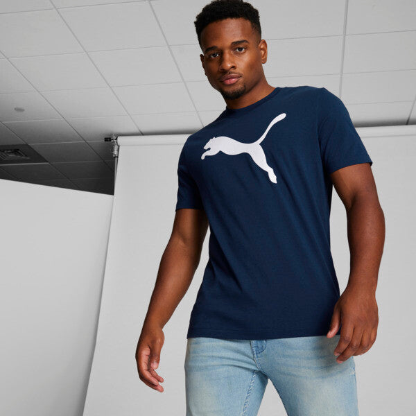 PUMA Essentials Big Cat Men's T-Shirt in Dark Blue, Size XS