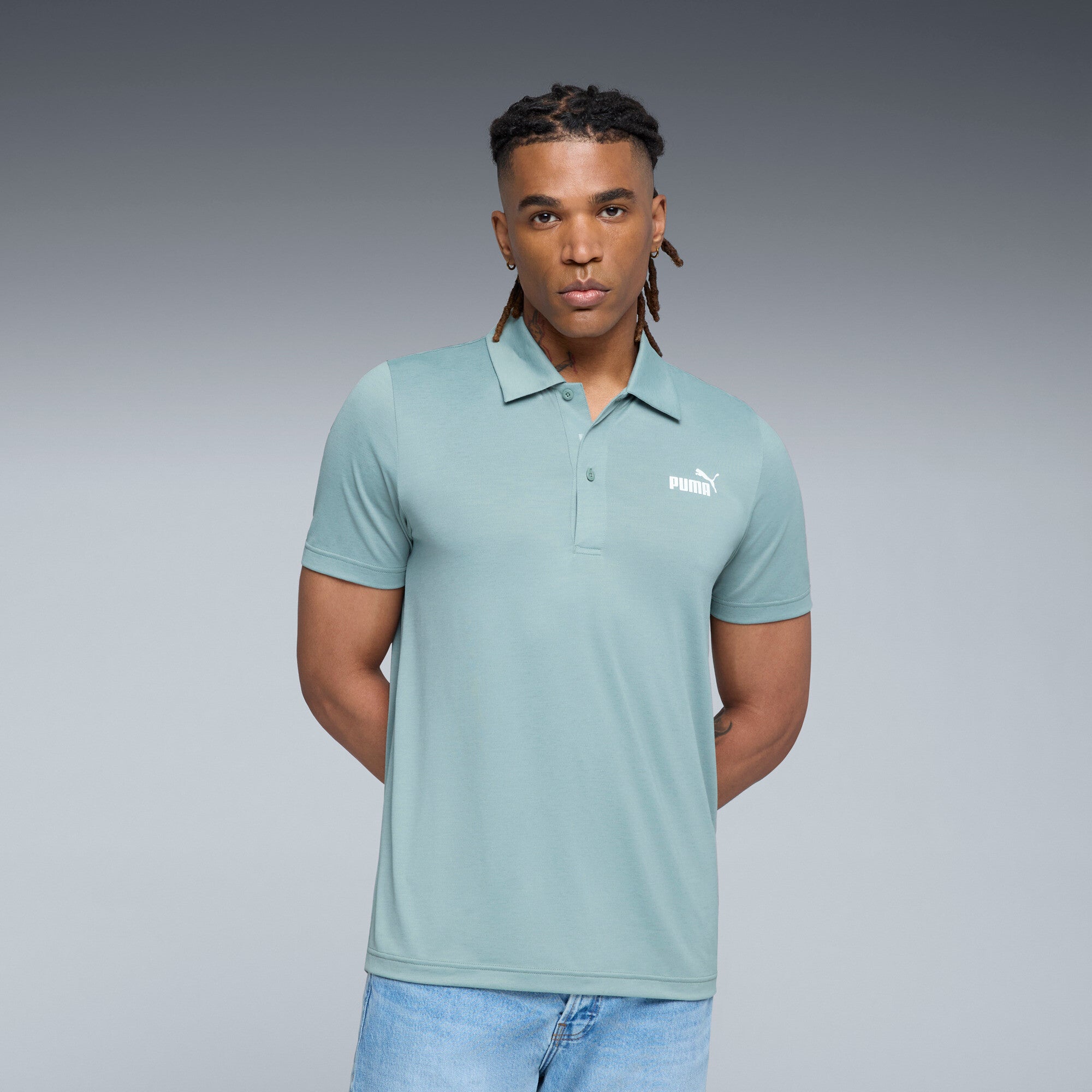 PUMA Essentials All In Men's Polo Shirt in Green, Size L