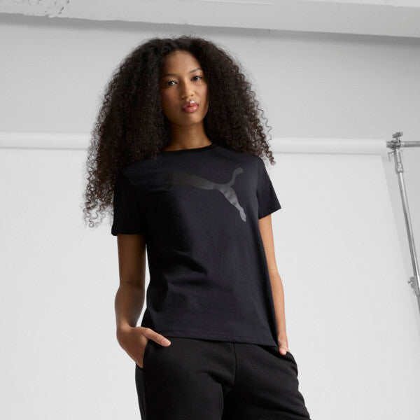 PUMA Essentials Big Cat Logo Women's T-Shirt in Black, Size M