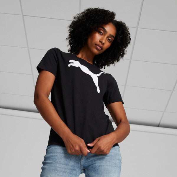 PUMA Essentials Big Cat Logo Women's T-Shirt in Black, Size XS