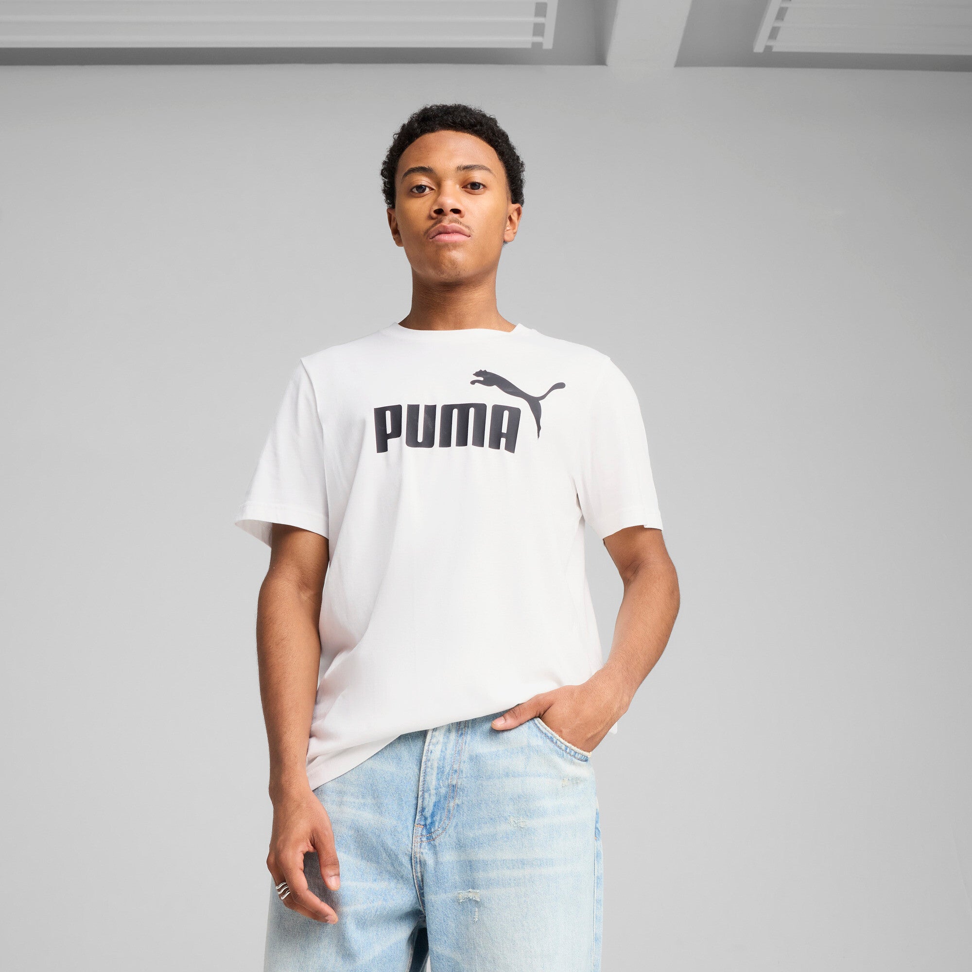 PUMA Essentials No. 1 Logo Men's T-Shirt in White, Size XS