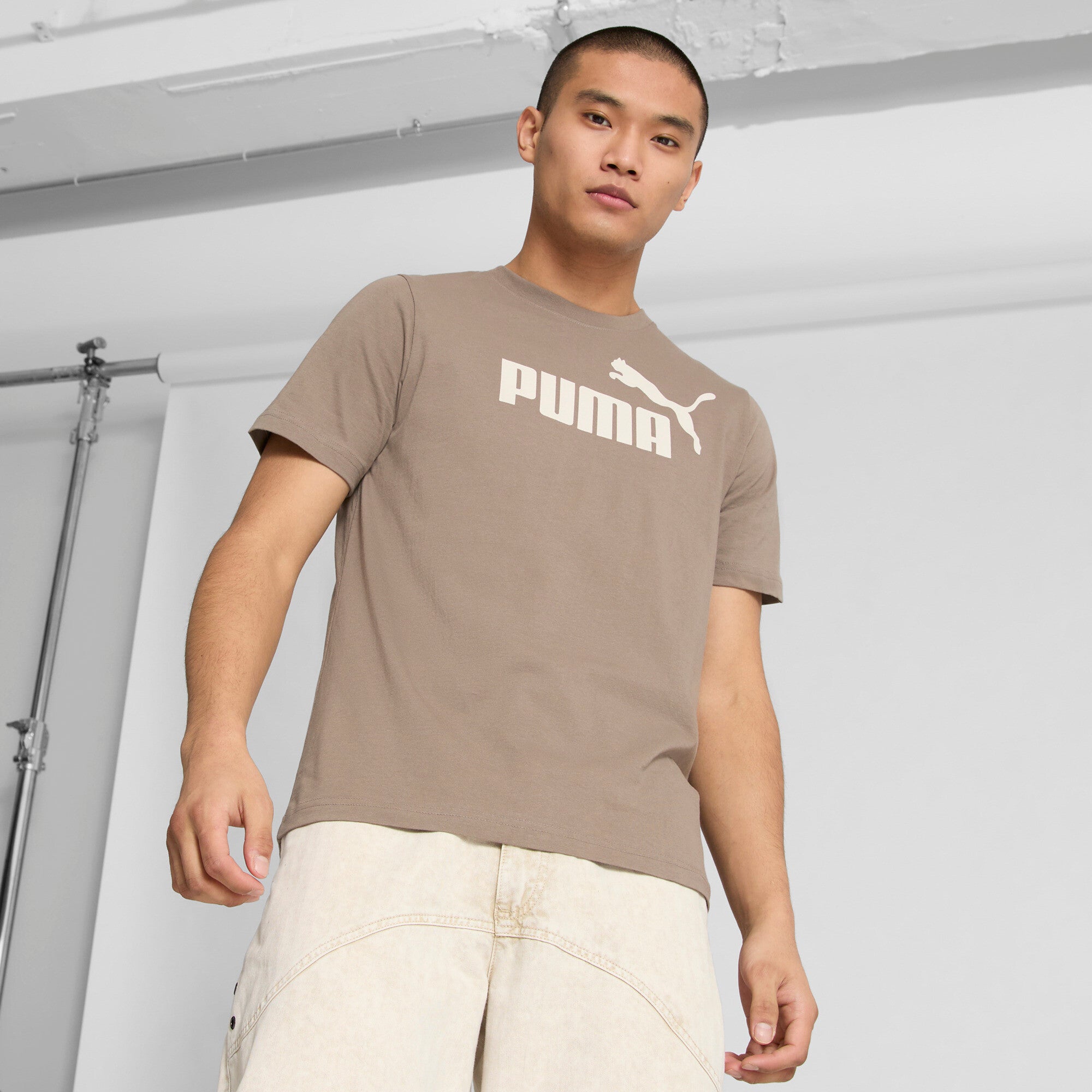 PUMA ESS No. 1 Logo Men's T-Shirt in Brown, Size XS