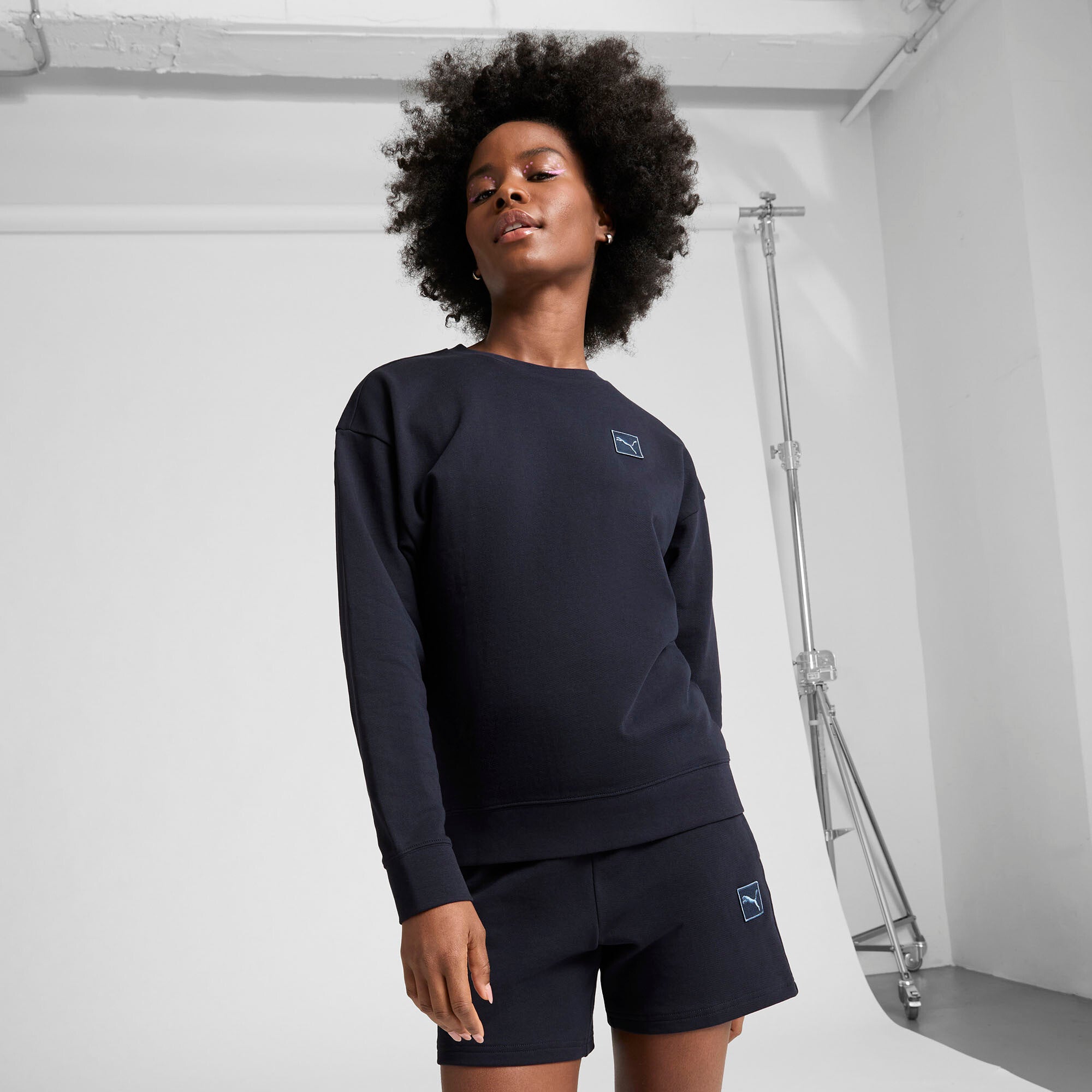PUMA Essentials Elevated Women's Comfort Crew Sweatshirt in Blue, Size XL