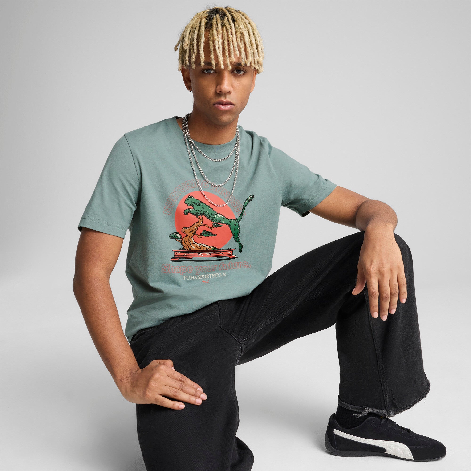 PUMA GRAPHICS Bonsai Men's T-Shirt in Green, Size S