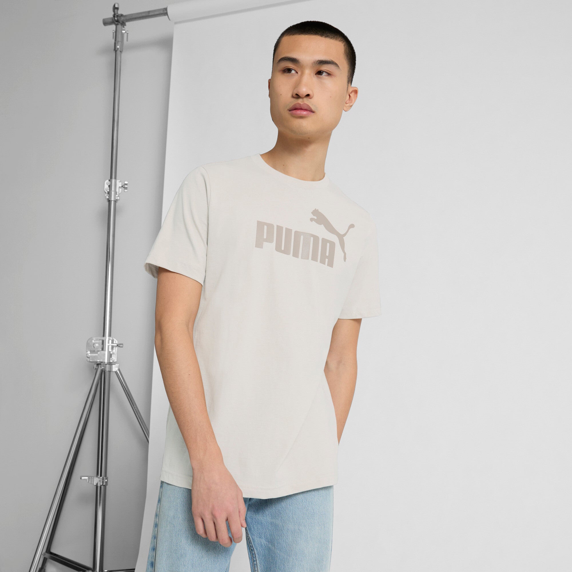 PUMA ESS No. 1 Logo Men's T-Shirt in Beige, Size XS