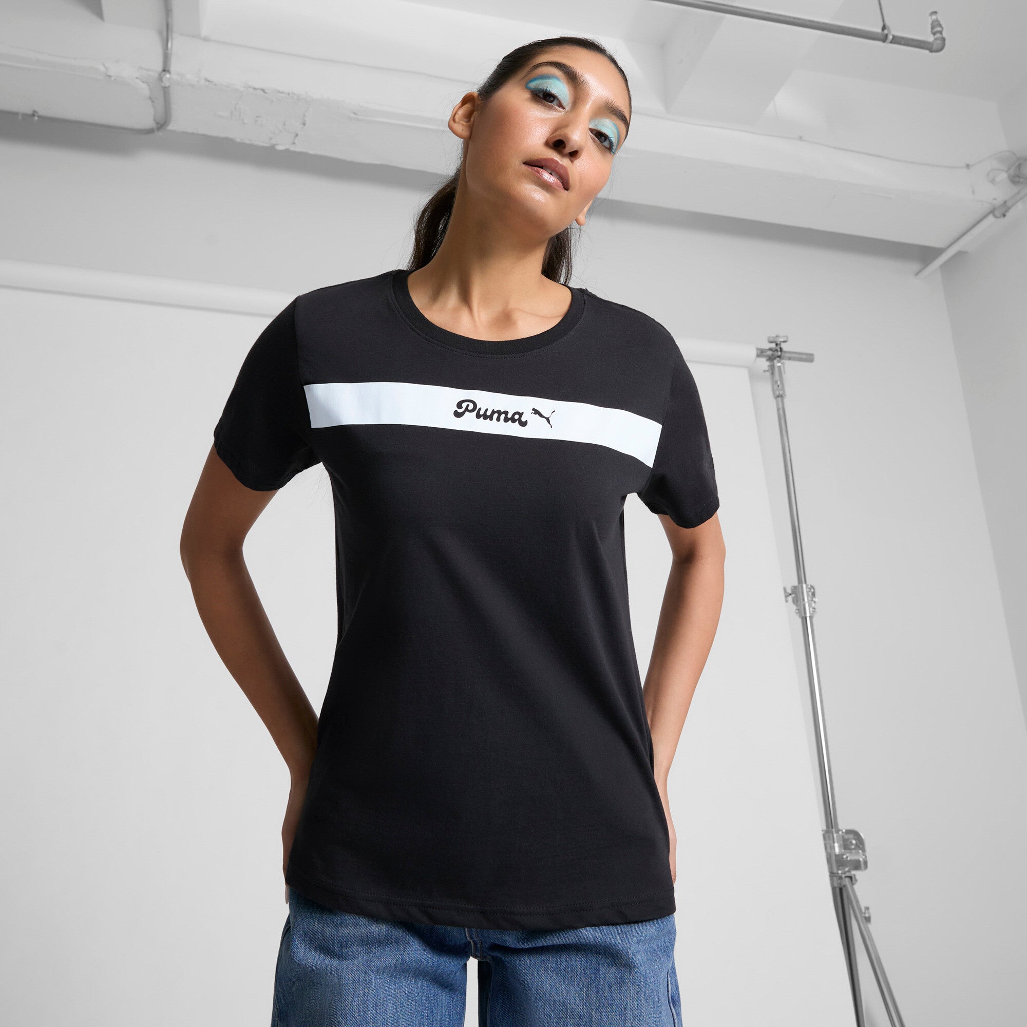 PUMA Upfront Line Women's T-Shirt in Black, Size S
