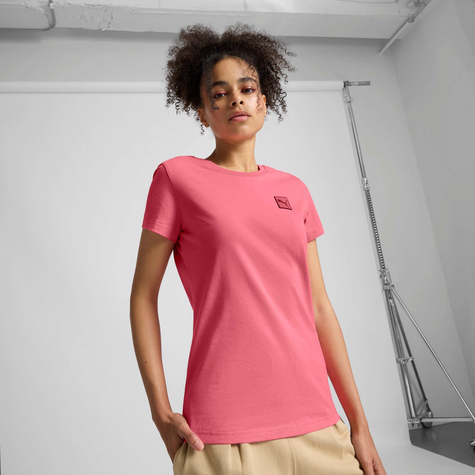 PUMA Essentials Elevated Women's T-Shirt in Pink, Size XL