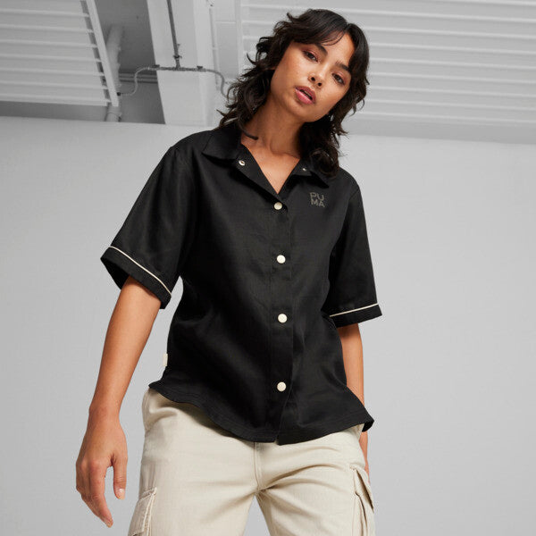 PUMA INFUSE Women's Woven Shirt in Black, Size XXS